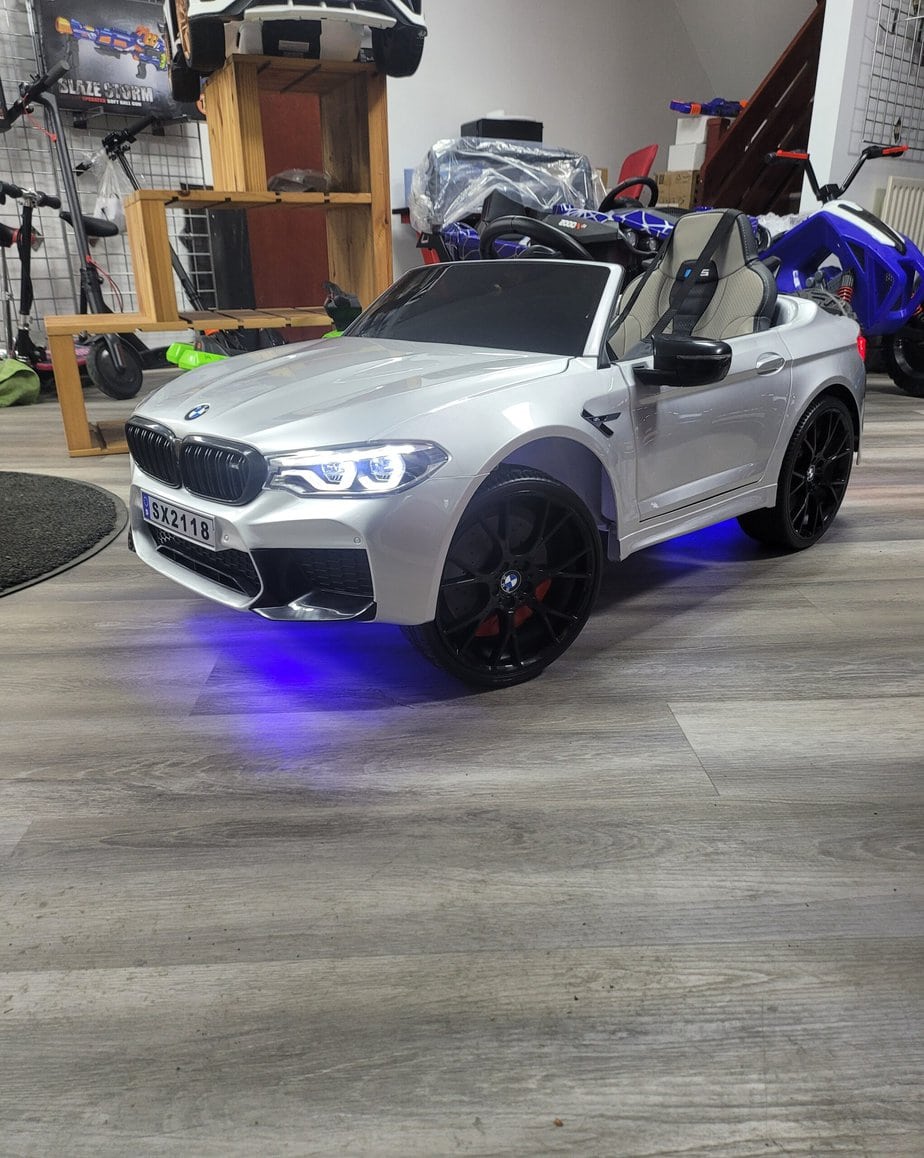 BMW M5 Kids Ride on Electric Car 12v With leather Seats and Eva Wheels - Littletrax Kids Electric Bikes
