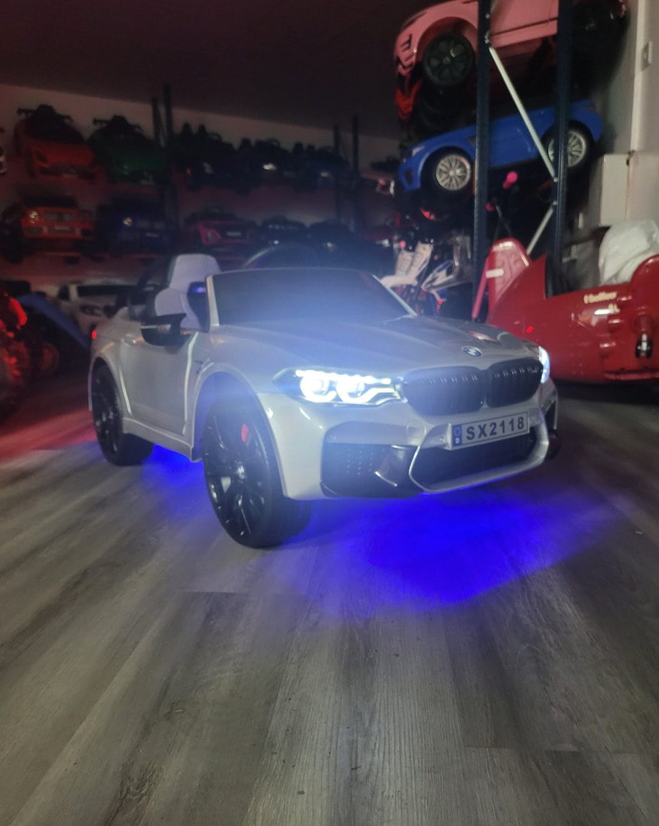 BMW M5 Kids Ride on Electric Car 12v With leather Seats and Eva Wheels - Littletrax Kids Electric Bikes