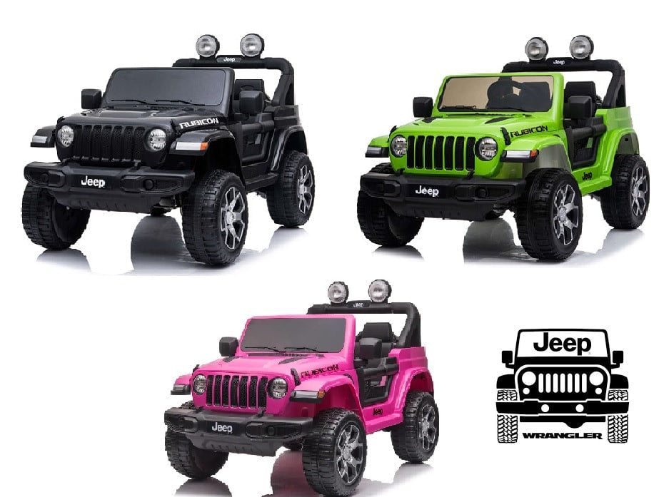 Kids ride-on Jeep Wrangler Rubicon 12v with Leather Seats and Eva Wheels