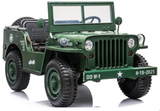 Willys Jeep 4WD 3 seater kids ride on car - Army Green - MotoX1 Motocross ATV 