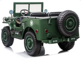 Willys Jeep 4WD 3 seater kids ride on car - Army Green - MotoX1 Motocross ATV 