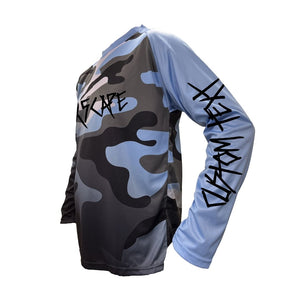 X5CAPE Airforce Blue Camo Fade Jersey Race Kit