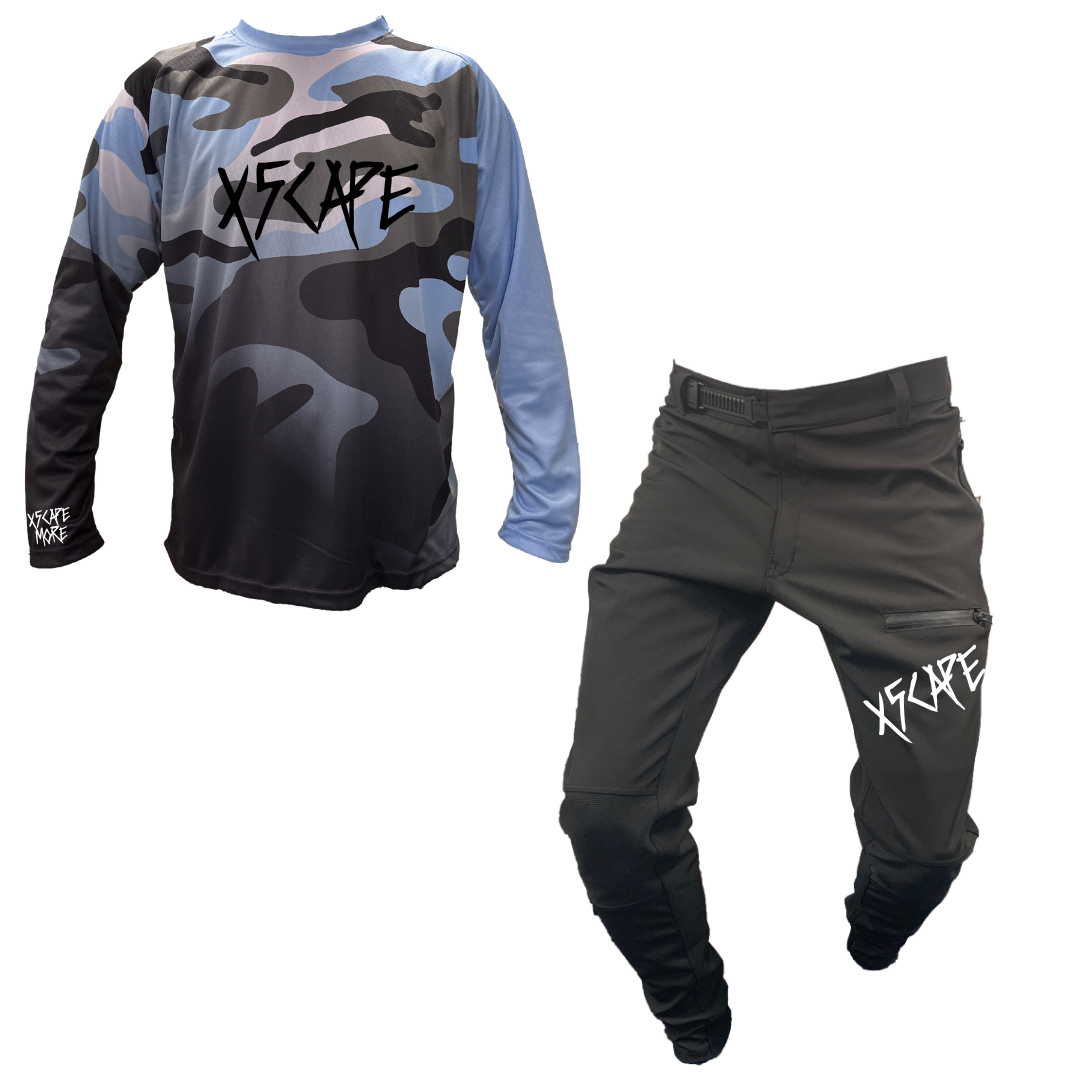 X5CAPE Airforce Blue Camo Fade Jersey Race Kit
