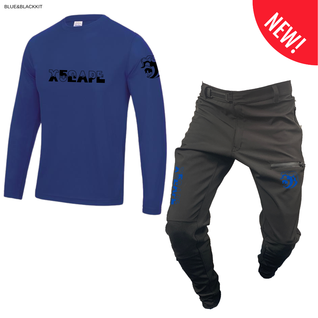 X5CAPE Rebellion Long Sleeve Mountain Bike Race Kit - Black & Blue
