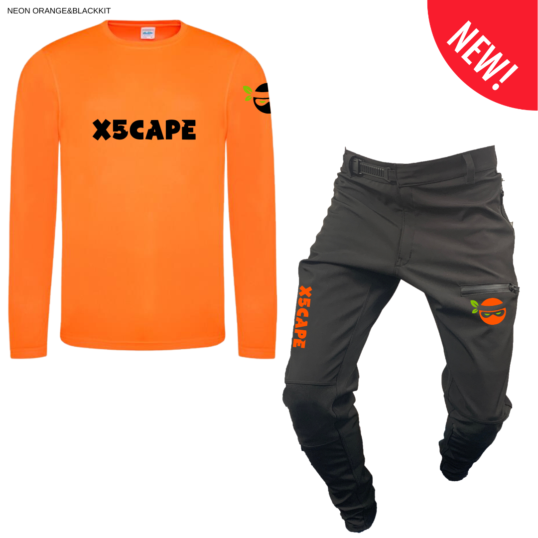 X5CAPE Rebellion Long Sleeve Mountain Bike Race Kit - Black & Electric Orange