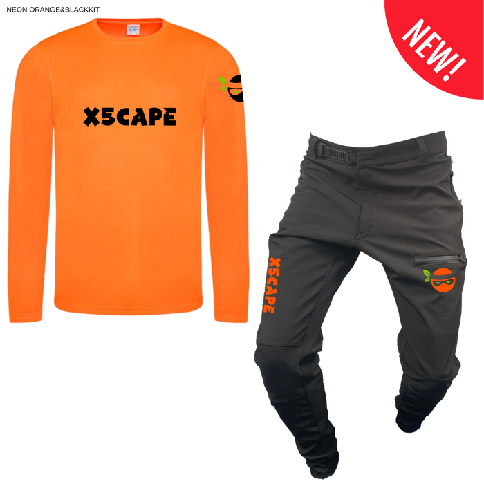 X5CAPE Rebellion Long Sleeve Mountain Bike Race Kit - Black & Electric Orange