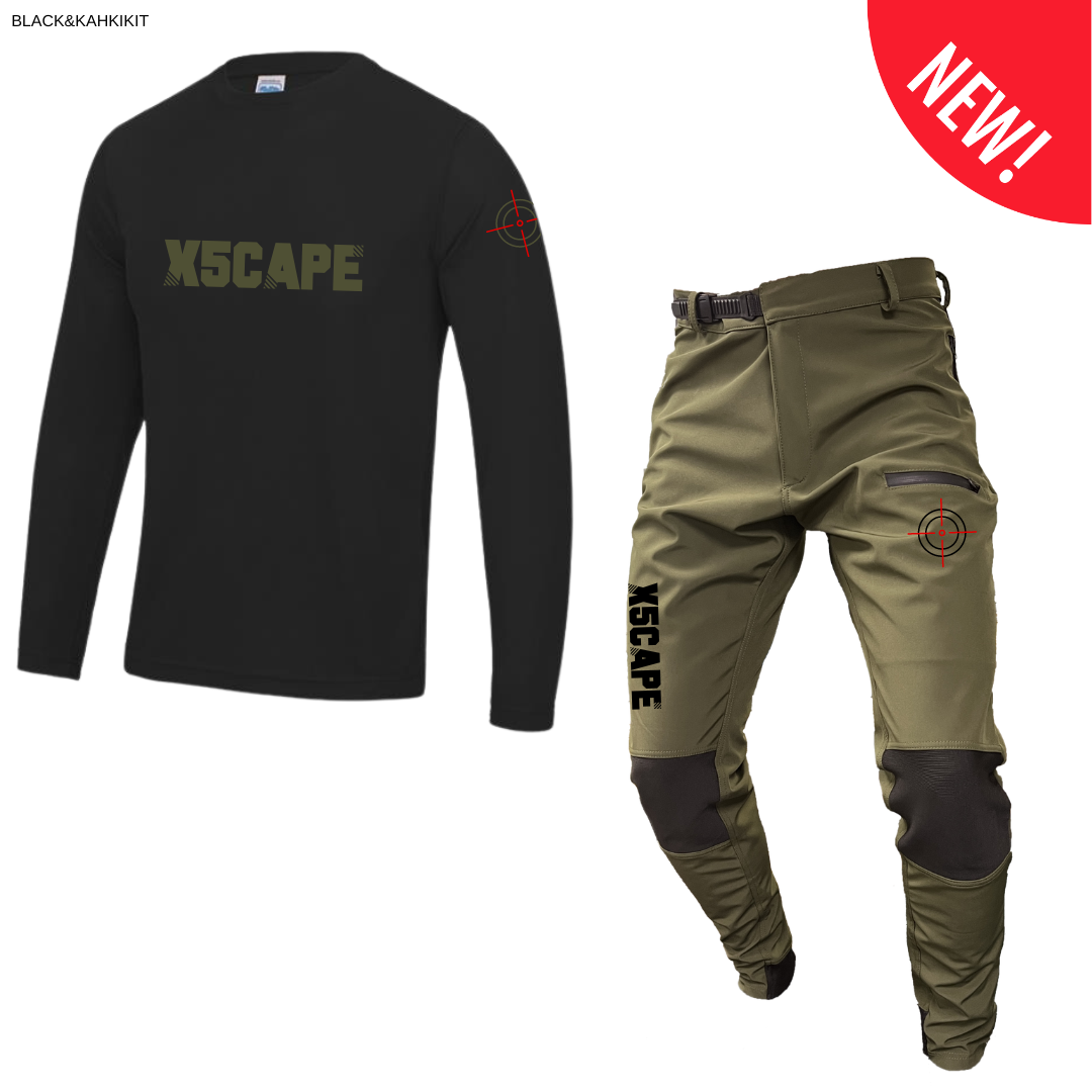 X5CAPE Rebellion Long Sleeve Mountain Bike Race Kit - Black & Khaki