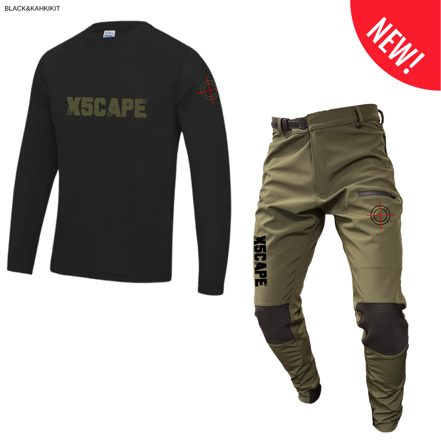 X5CAPE Rebellion Long Sleeve Mountain Bike Race Kit - Black & Khaki