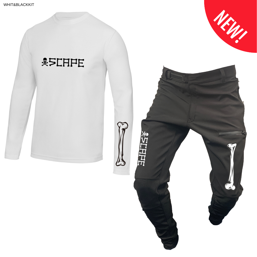 X5CAPE Rebellion Long Sleeve Mountain Bike Race Kit - White & Black