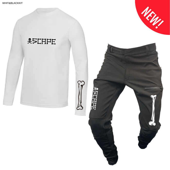 X5CAPE Rebellion Long Sleeve Mountain Bike Race Kit - White & Black