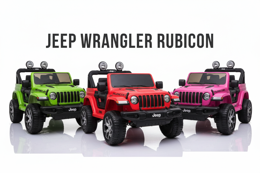 Kids ride-on Jeep Wrangler Rubicon 12v with Leather Seats and Eva Wheels