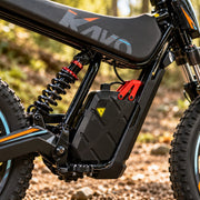 The Kayo 47V battery and rear shock — source: Kyro Bikes