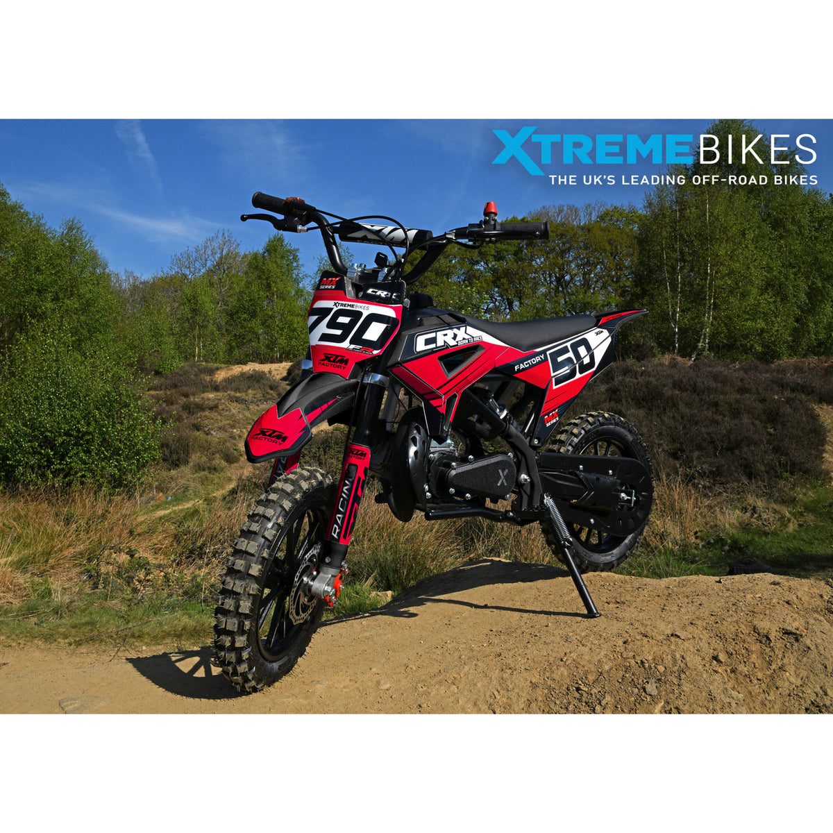 MX1 XTM CRX 50cc Dirt Bike 10/10" Hydraulic Suspension