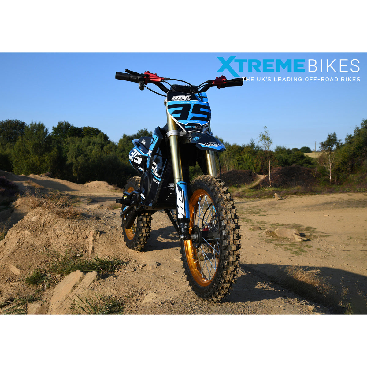 MX1 XTM MXPRO 48V 2000W Lithium Electric Dirt Bike Big 14/12" Gold Wheel