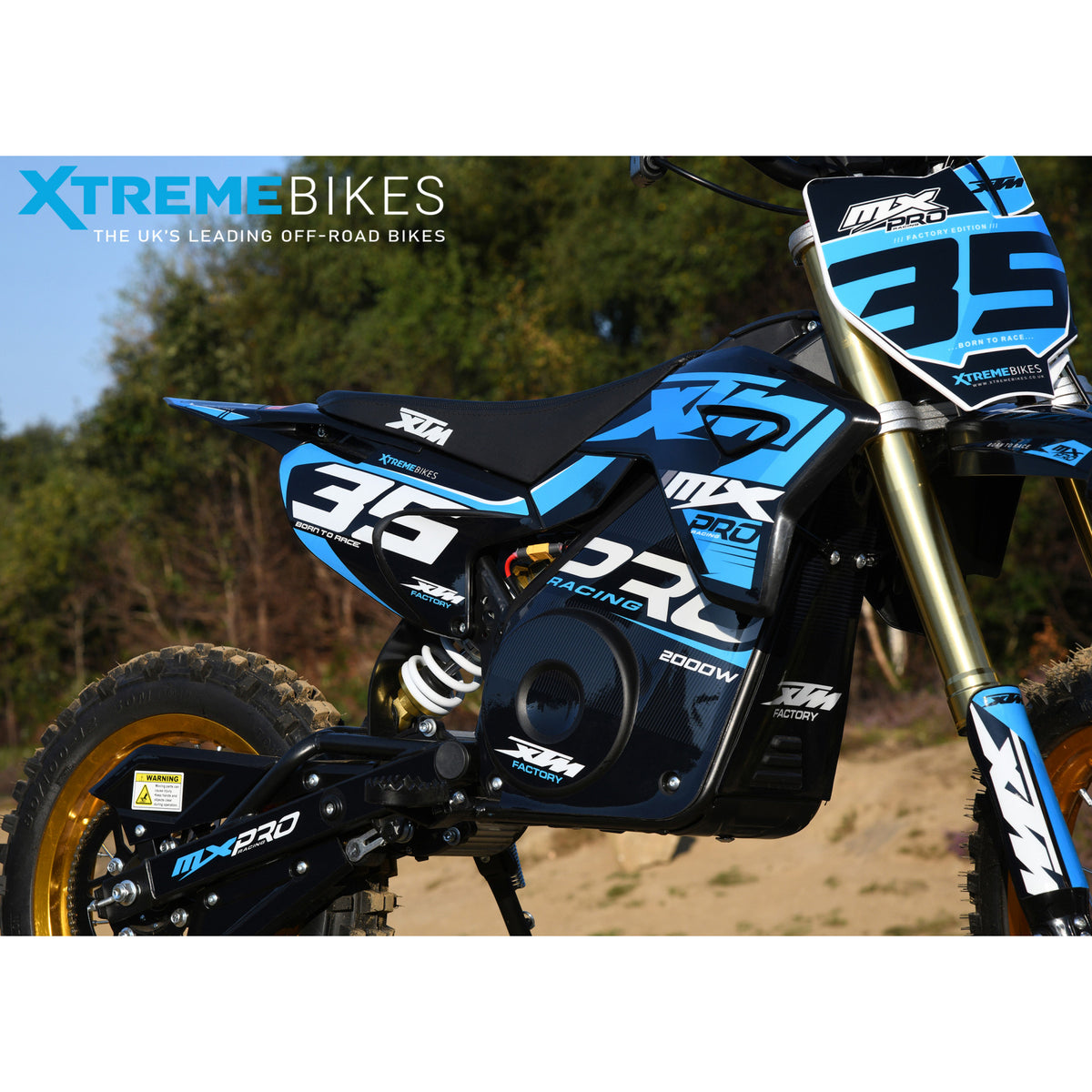 MX1 XTM MXPRO 48V 2000W Lithium Electric Dirt Bike Big 14/12" Gold Wheel