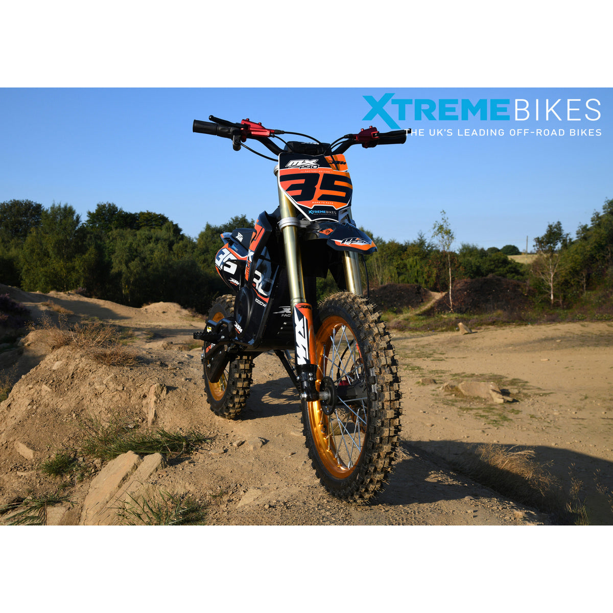 MX1 XTM MXPRO 48V 2000W Lithium Electric Dirt Bike Big 14/12" Gold Wheel