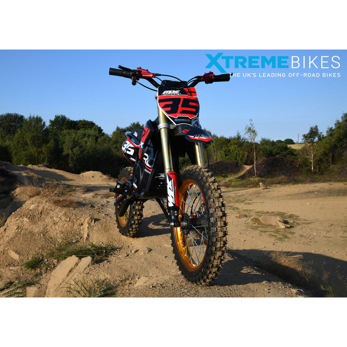 MX1 XTM MXPRO 60V 2000W Lithium Electric Dirt Bike Big 14/12" Gold Wheel
