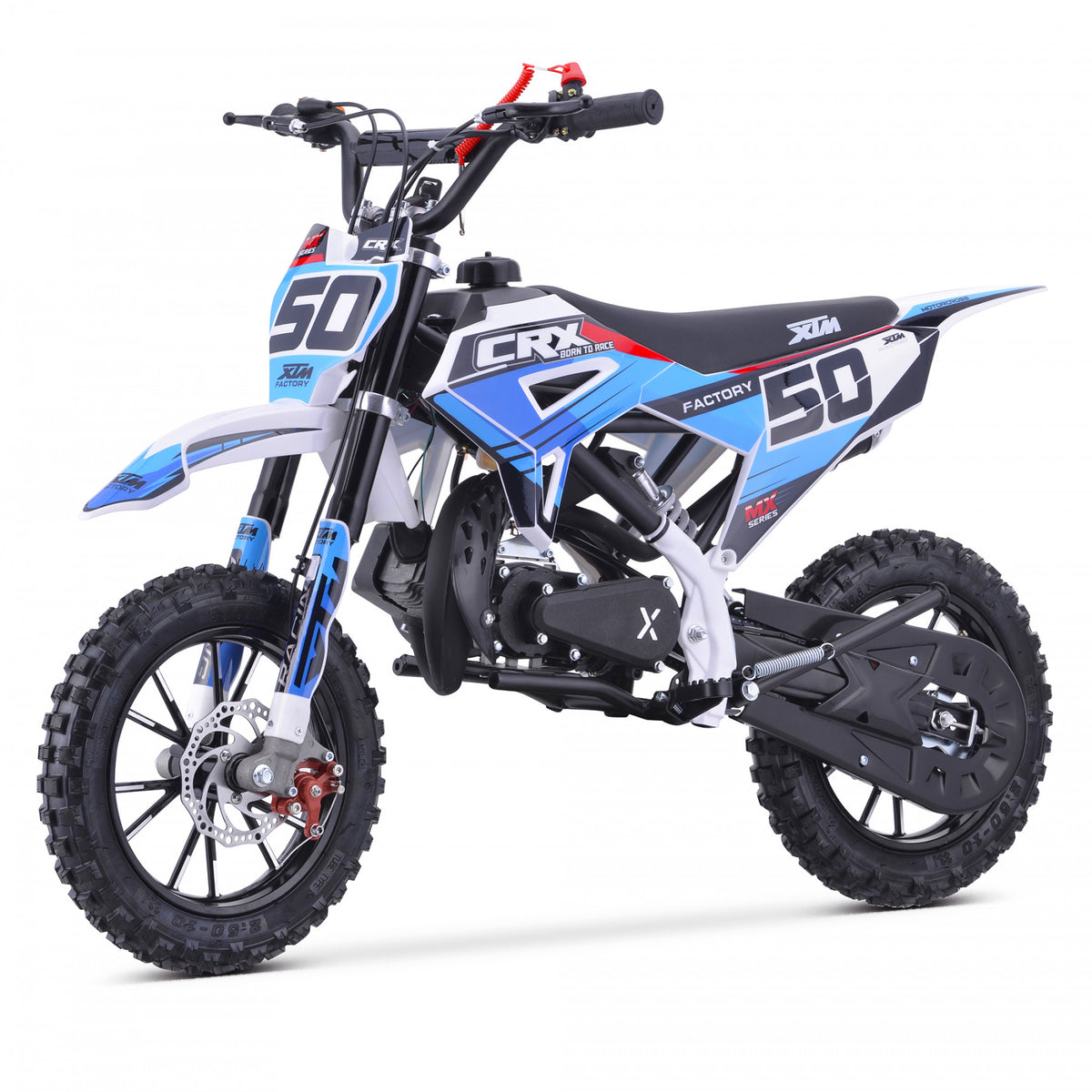 MX1 XTM CRX 50cc Dirt Bike 10/10" Hydraulic Suspension