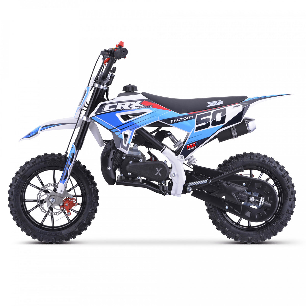 MX1 XTM CRX 50cc Dirt Bike 10/10" Hydraulic Suspension