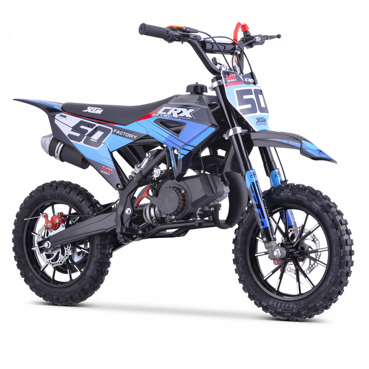 MX1 XTM CRX 50cc Dirt Bike 10/10" Hydraulic Suspension