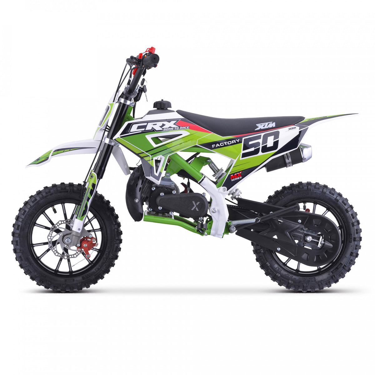 MX1 XTM CRX 50cc Dirt Bike 10/10" Hydraulic Suspension