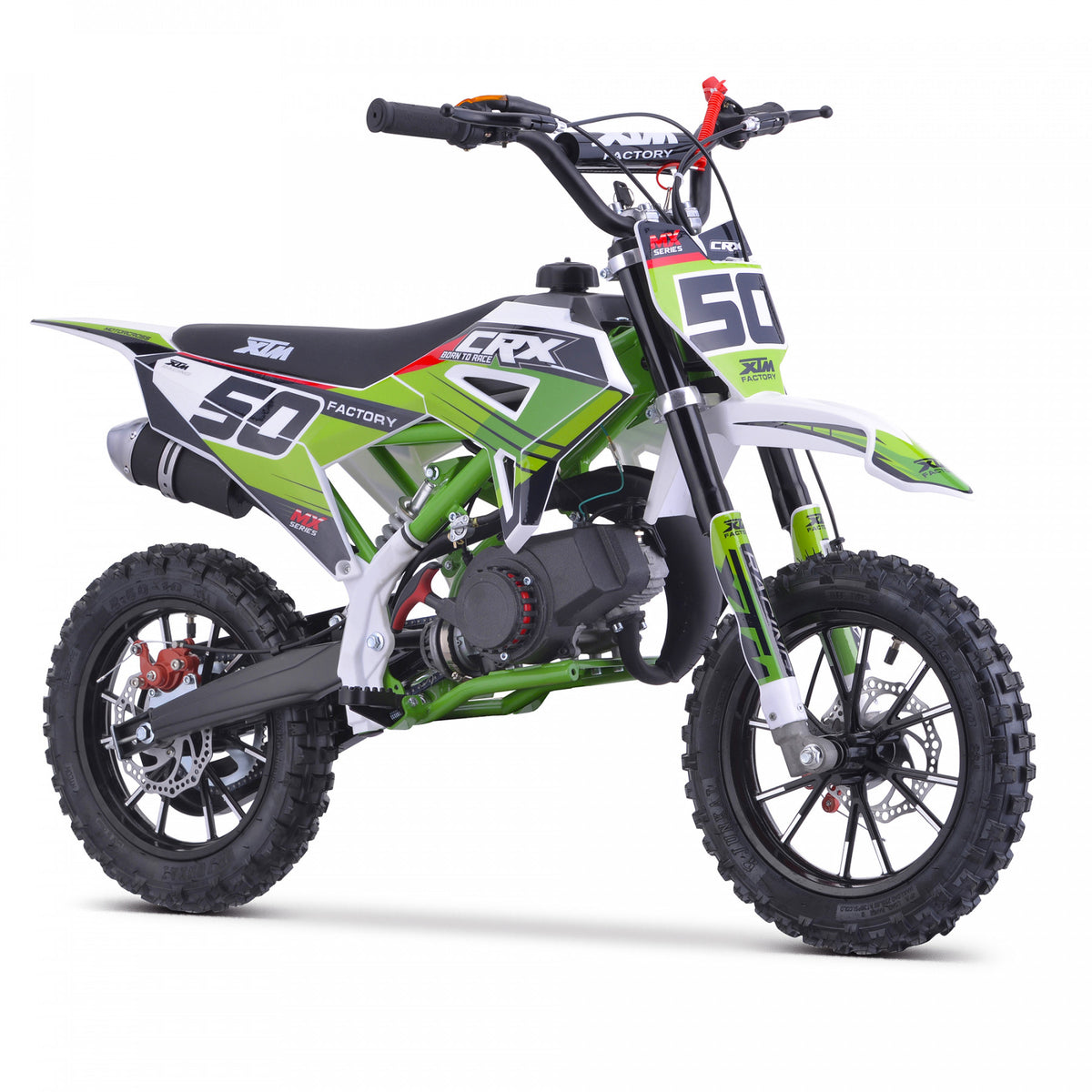 MX1 XTM CRX 50cc Dirt Bike 10/10" Hydraulic Suspension