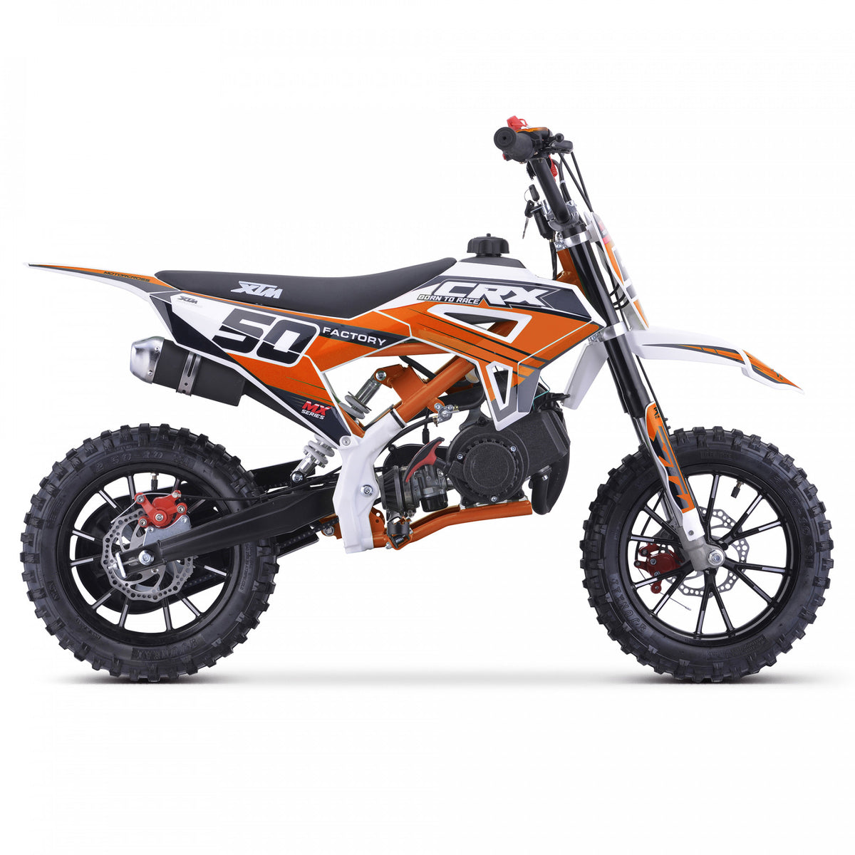 MX1 XTM CRX 50cc Dirt Bike 10/10" Hydraulic Suspension
