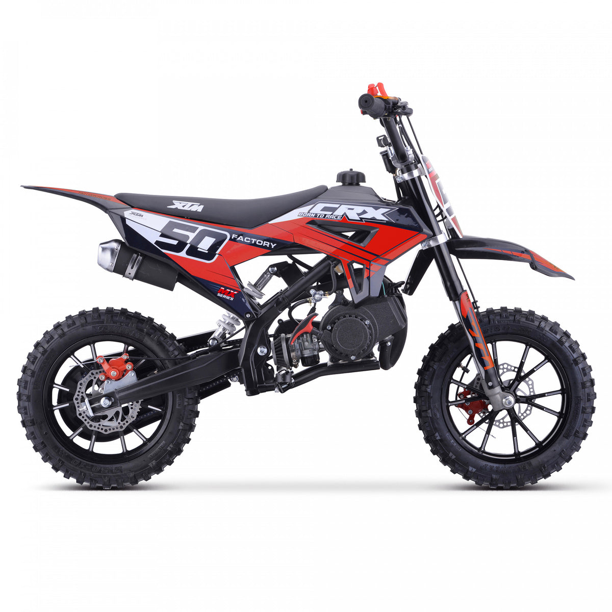 MX1 XTM CRX 50cc Dirt Bike 10/10" Hydraulic Suspension