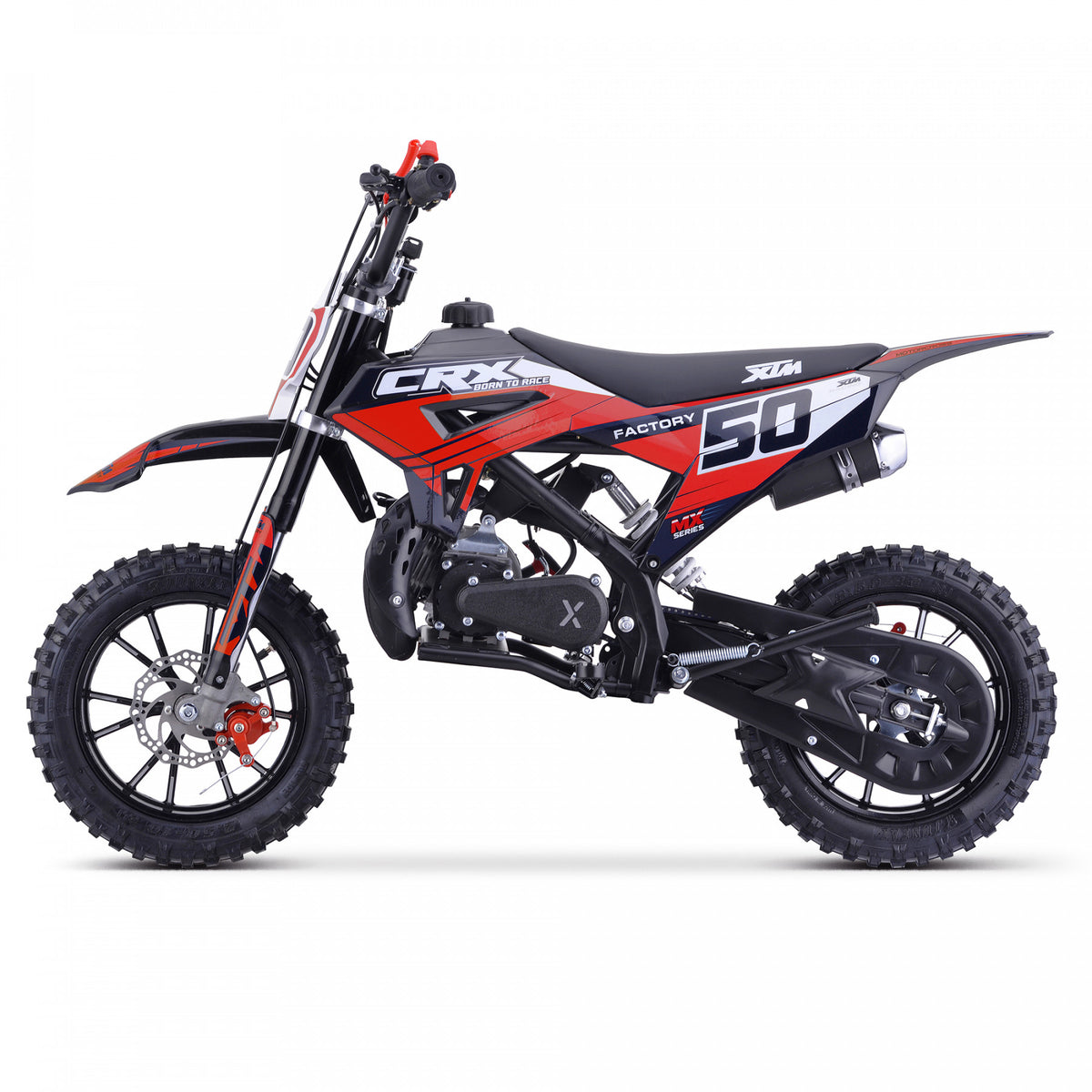 MX1 XTM CRX 50cc Dirt Bike 10/10" Hydraulic Suspension