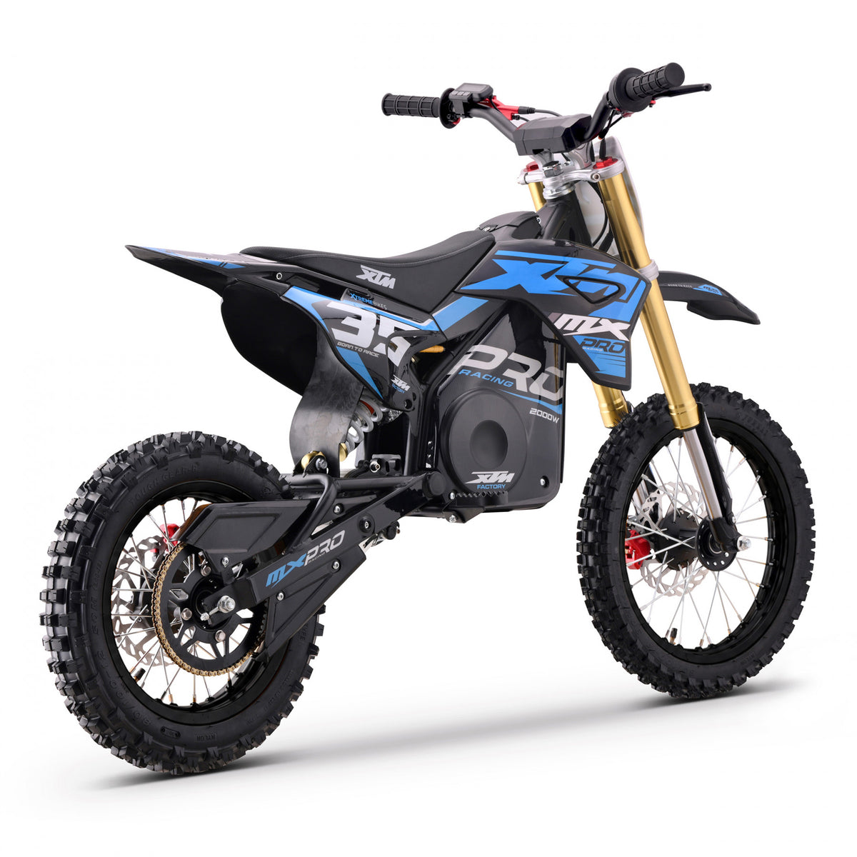 MX1 XTM MXPRO 60V 2000W Lithium Electric Dirt Bike Big 14/12" Black Wheel