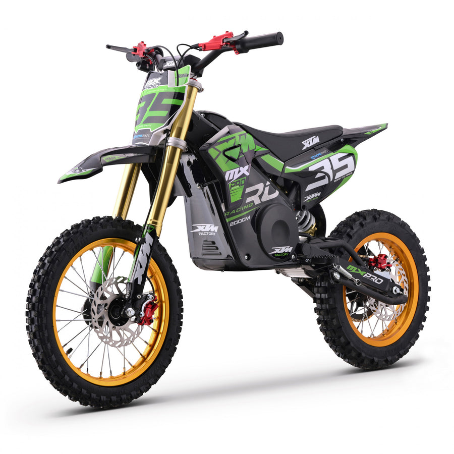 MX1 MXPRO 60V 2000W Lithium Electric Dirt Bike Big 14/12" Gold Wheel