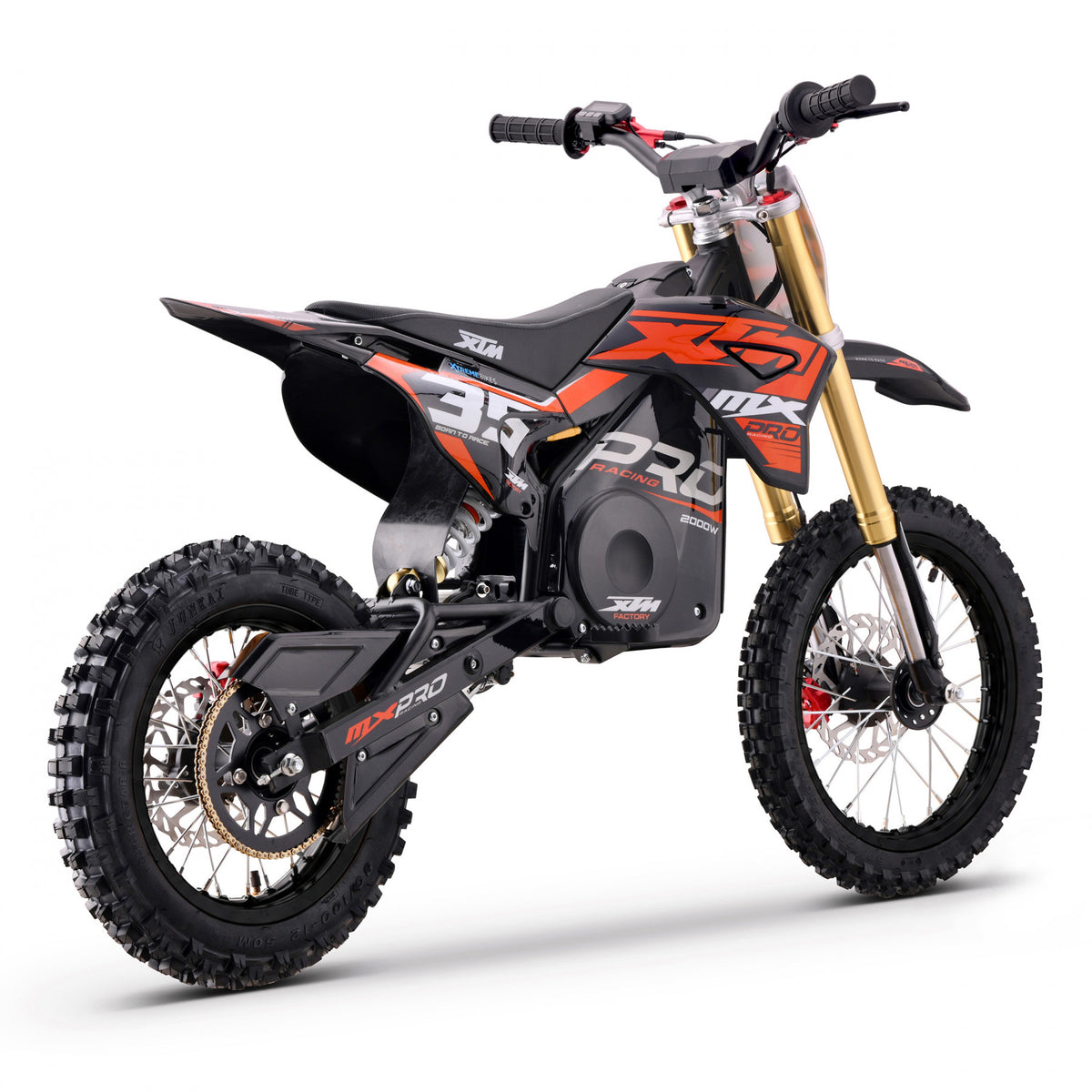 MX1 XTM MXPRO 60V 2000W Lithium Electric Dirt Bike Big 14/12" Black Wheel