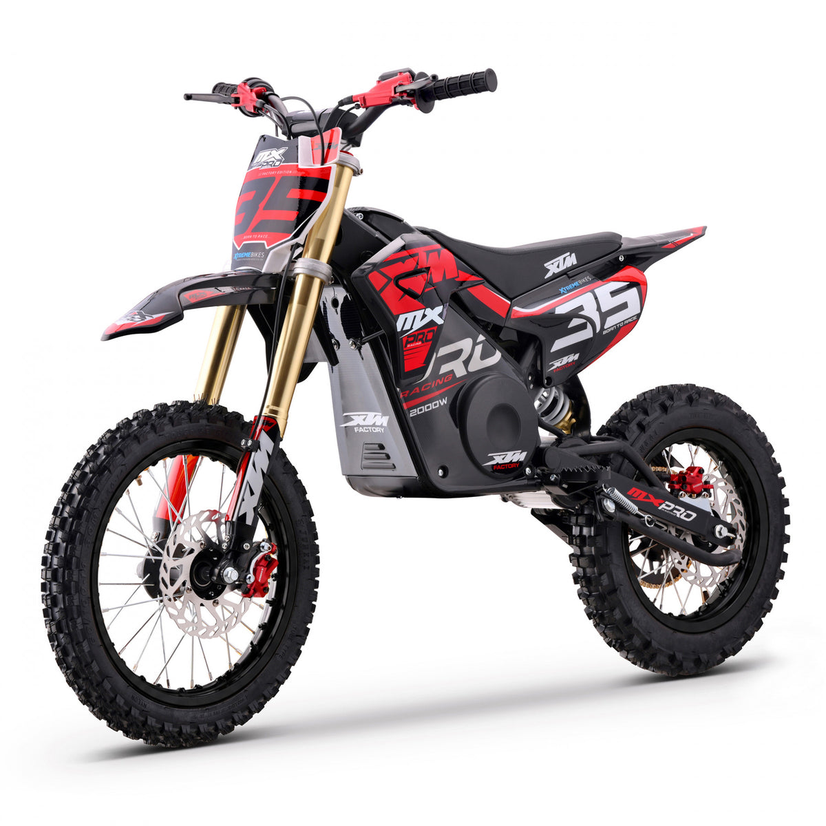 MX1 XTM MXPRO 60V 2000W Lithium Electric Dirt Bike Big 14/12" Black Wheel
