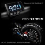 MX1 XTM MXPRO 60V 2000W Lithium Electric Dirt Bike Big 14/12" Black Wheel