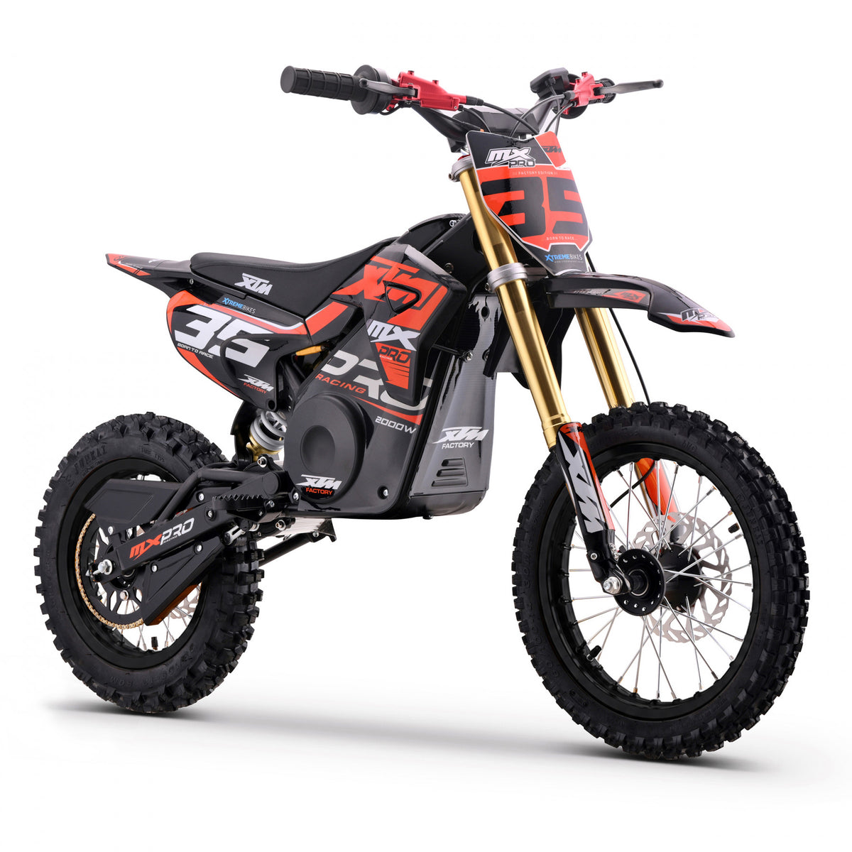 MX1 XTM MXPRO 60V 2000W Lithium Electric Dirt Bike Big 14/12" Black Wheel