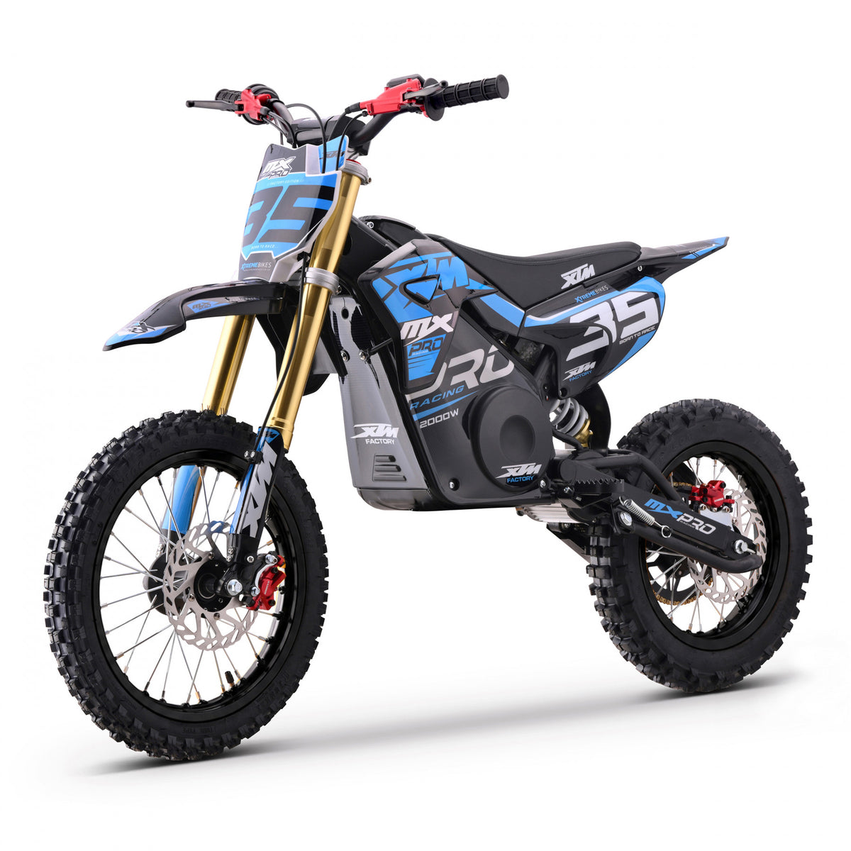 MX1 XTM MXPRO 60V 2000W Lithium Electric Dirt Bike Big 14/12" Black Wheel