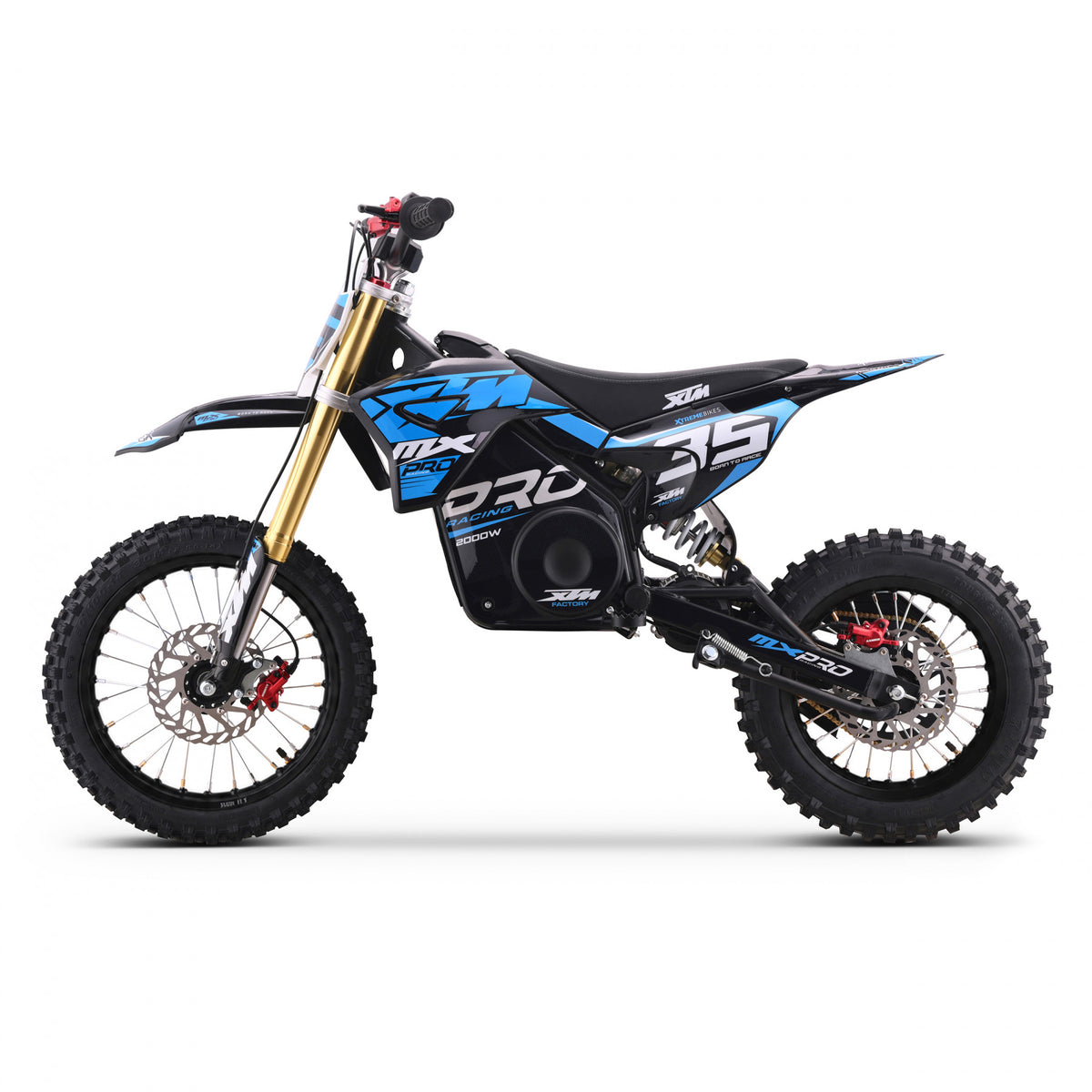 MX1 XTM MXPRO 60V 2000W Lithium Electric Dirt Bike Big 14/12" Black Wheel