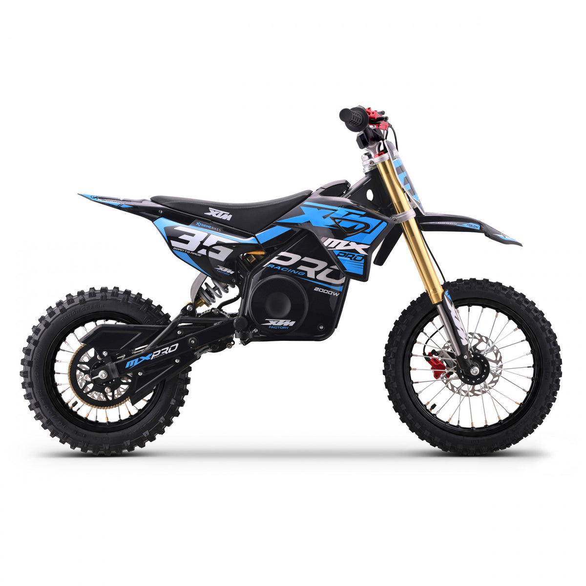 MX1 XTM MXPRO 60V 2000W Lithium Electric Dirt Bike Big 14/12" Black Wheel