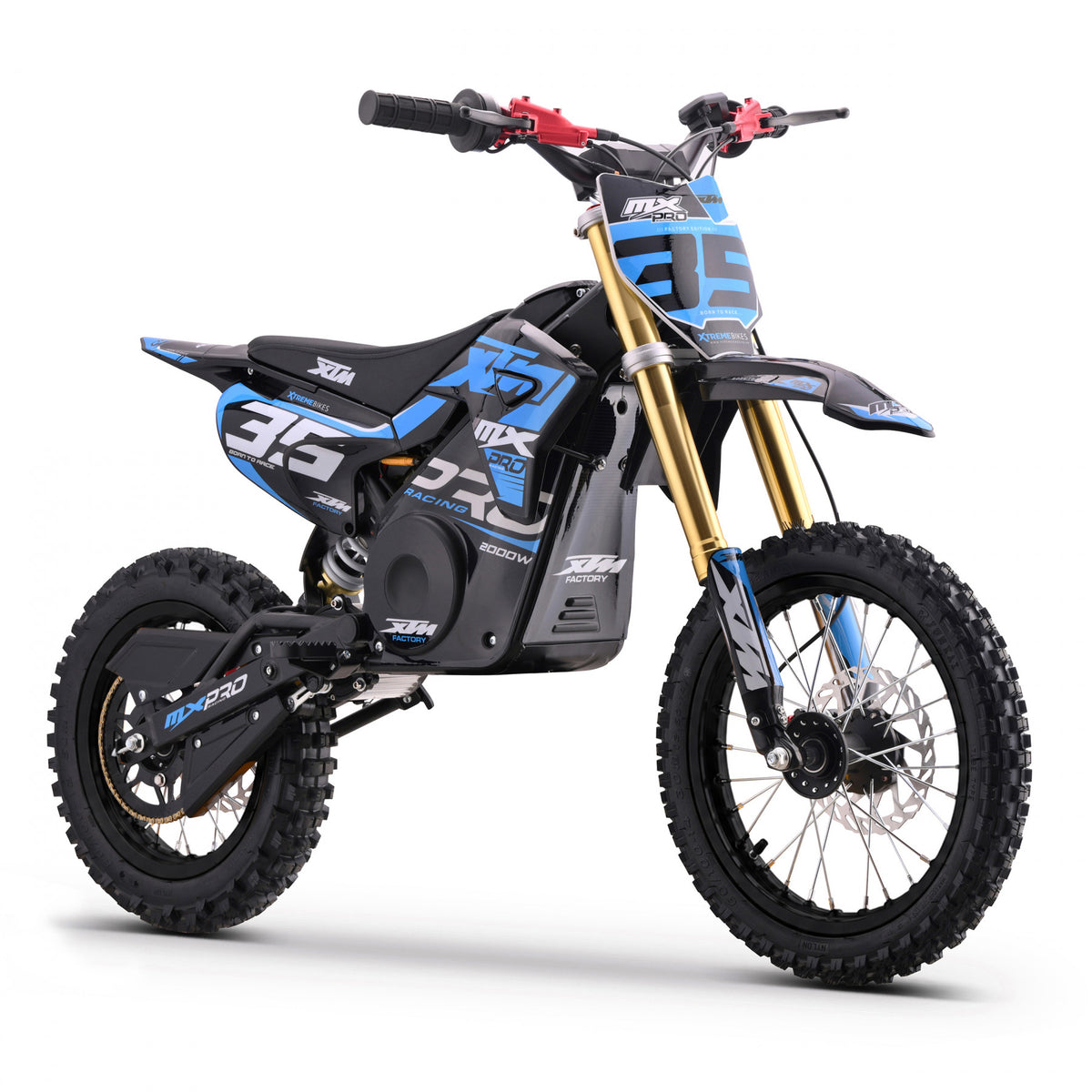MX1 XTM MXPRO 60V 2000W Lithium Electric Dirt Bike Big 14/12" Black Wheel