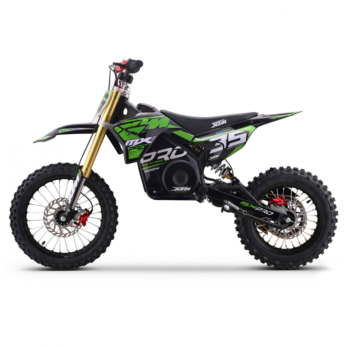 MX1 XTM MXPRO 60V 2000W Lithium Electric Dirt Bike Big 14/12" Black Wheel