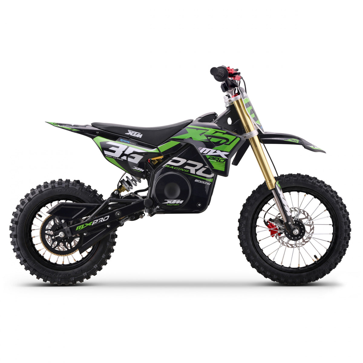 MX1 XTM MXPRO 60V 2000W Lithium Electric Dirt Bike Big 14/12" Black Wheel