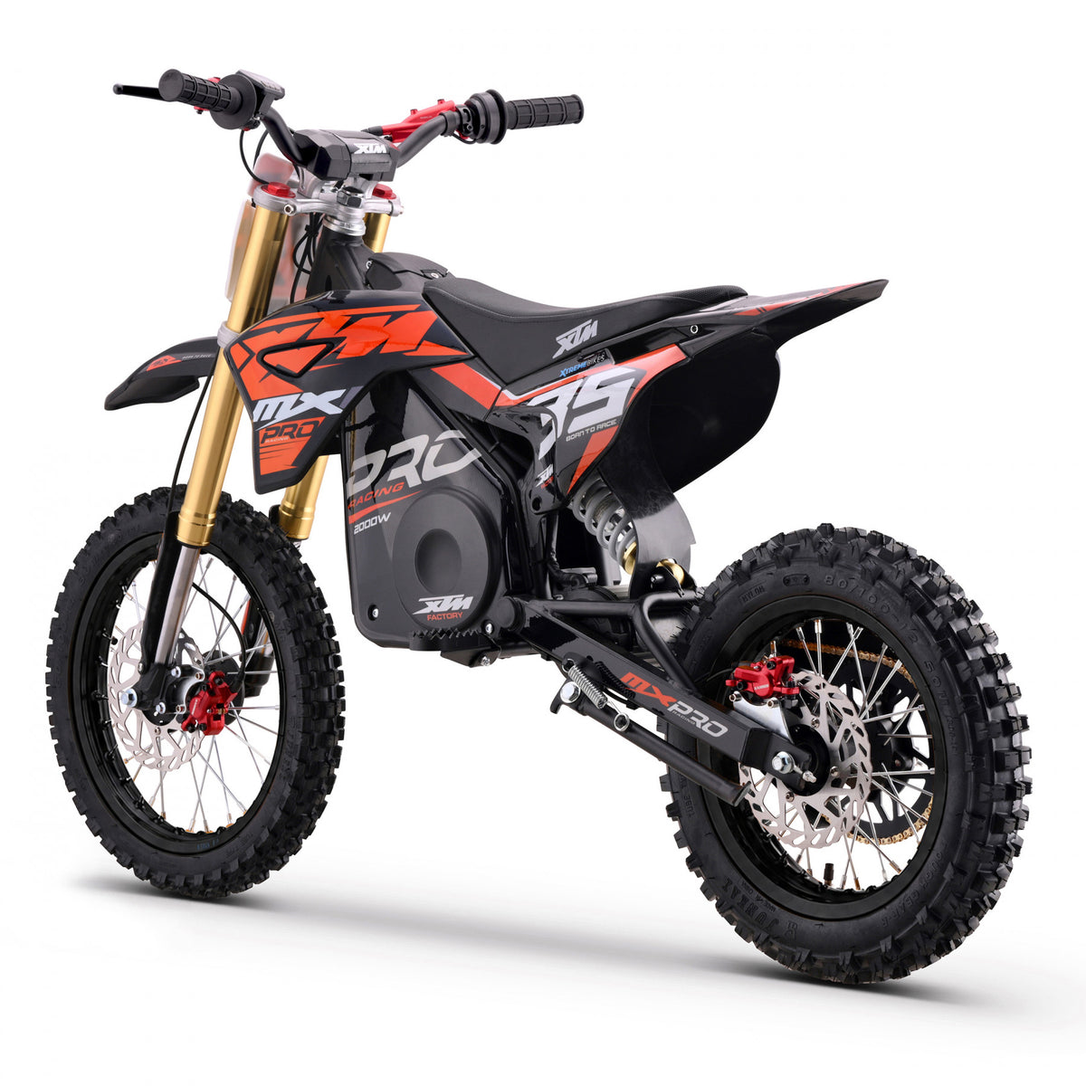 MX1 XTM MXPRO 60V 2000W Lithium Electric Dirt Bike Big 14/12" Black Wheel