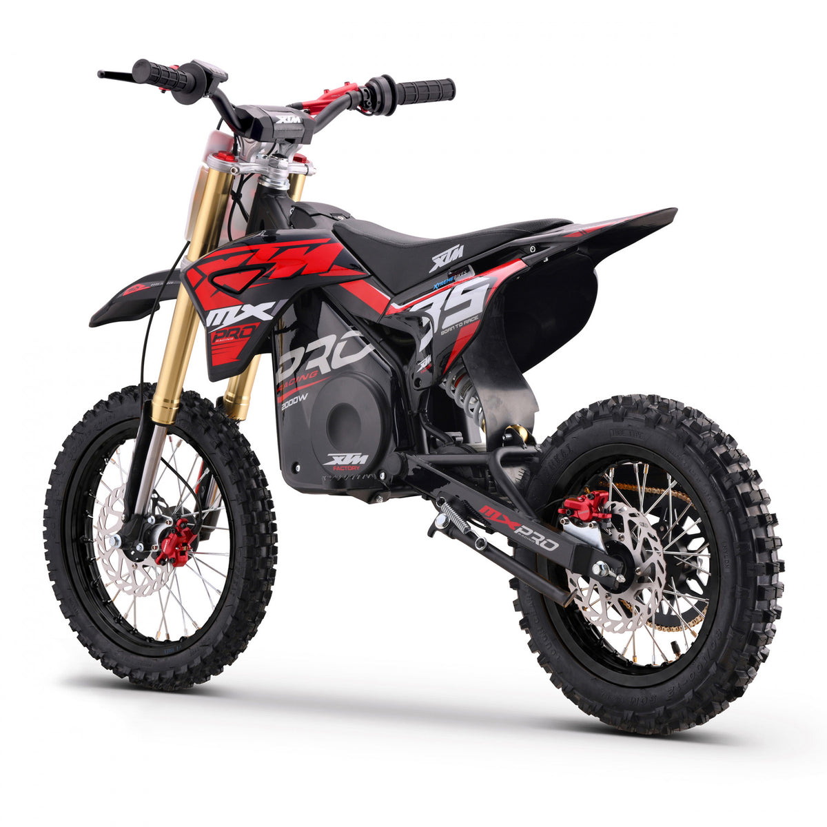 MX1 XTM MXPRO 60V 2000W Lithium Electric Dirt Bike Big 14/12" Black Wheel