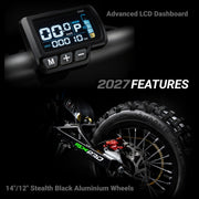MX1 XTM MXPRO 60V 2000W Lithium Electric Dirt Bike Big 14/12" Black Wheel