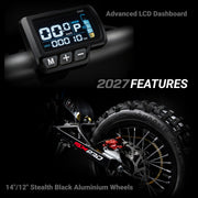 MX1 XTM MXPRO 60V 2000W Lithium Electric Dirt Bike Big 14/12" Black Wheel